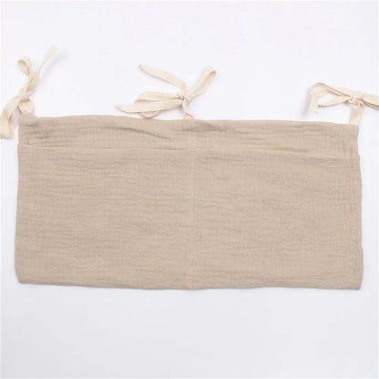 Hanging cotton organizer for crib, convenient access to baby supplies