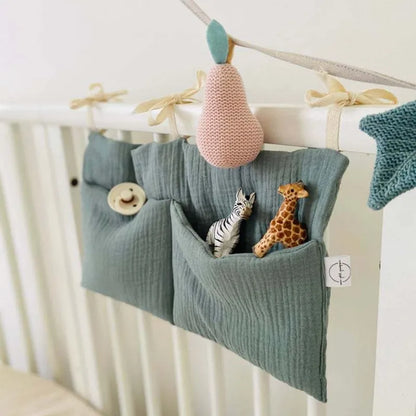Stylish nursery storage solution: neutral crib organizer for newborn items