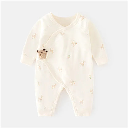 Unisex baby cotton jumpsuit, ideal for layering, soft printed infant clothes for all seasons