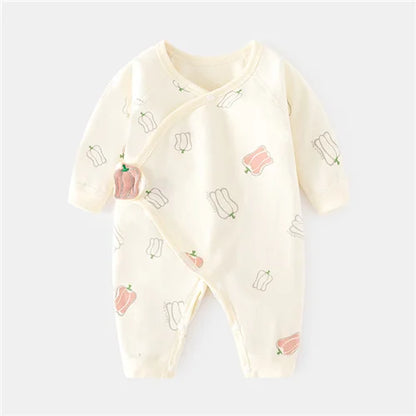 Unisex newborn romper with playful print, durable cotton fabric, easy care baby outfit