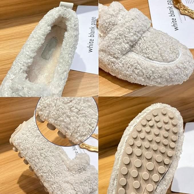 Plush warm winter slippers, perfect for cozy indoor relaxation.