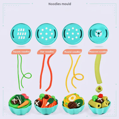 Hands molding clay from a creative play set, ideal for kids' activities and adult crafts