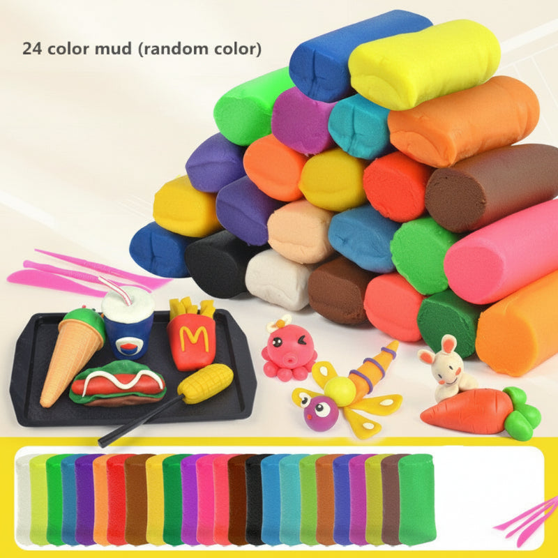 Clay play set box showing various creative craft possibilities for both kids and adults