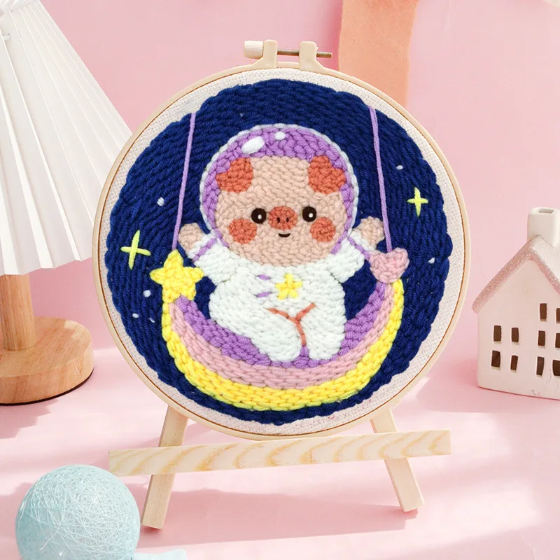 Stress relief hobby kit: punch needle art perfect for beginners to create unique home decor