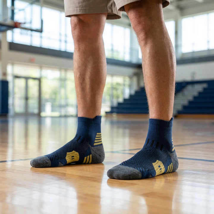 Unisex cushioned ankle sports socks, perfect for training, running, and gym workouts. Moisture-wicking & non-slip design.