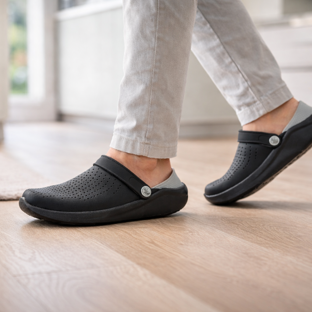 Blue unisex casual sandals, ergonomic with padded arch support for comfortable daily walking.