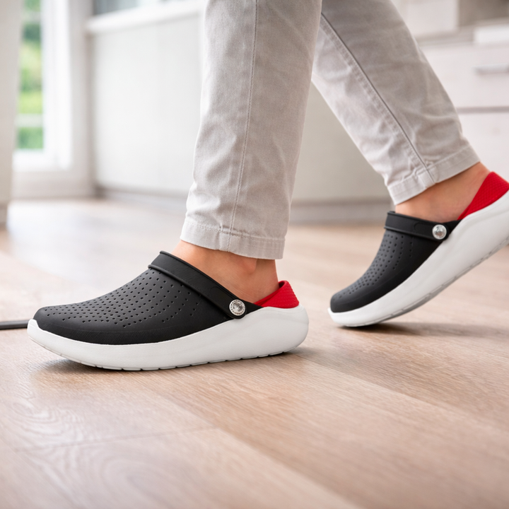 Ergonomic unisex comfort sandals with padded arch support & cushioned footbed for all-day comfort.