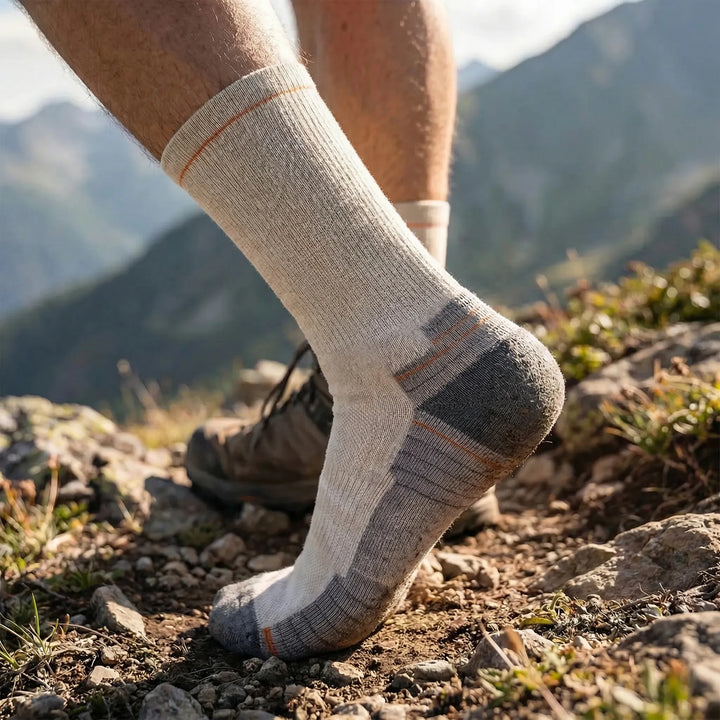 Unisex cushioned mid-calf active performance socks. Ideal for running, hiking, sports, and outdoor comfort.