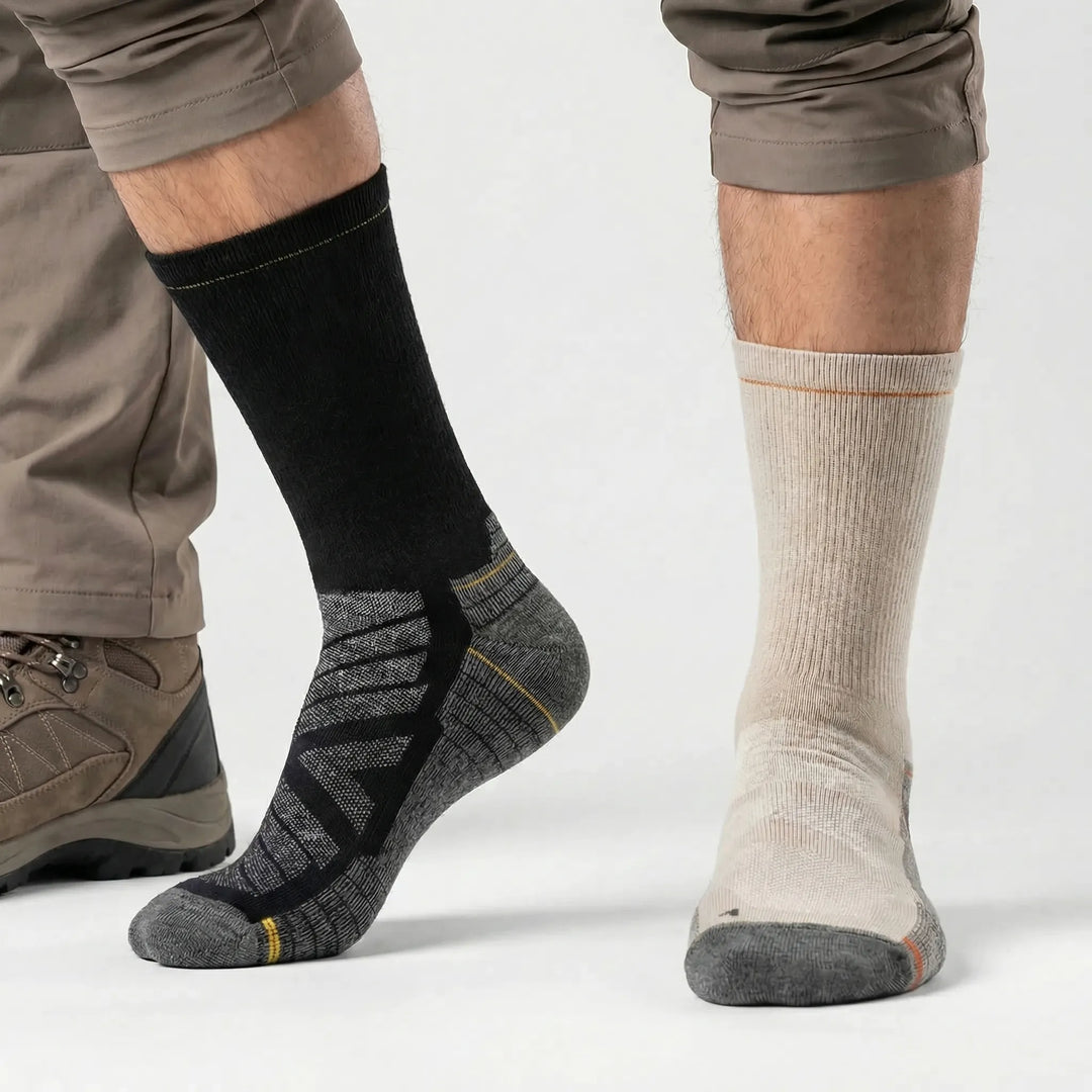 Merino wool moisture-wicking breathable mid-calf socks. Unisex comfort for active performance & athletic gear.