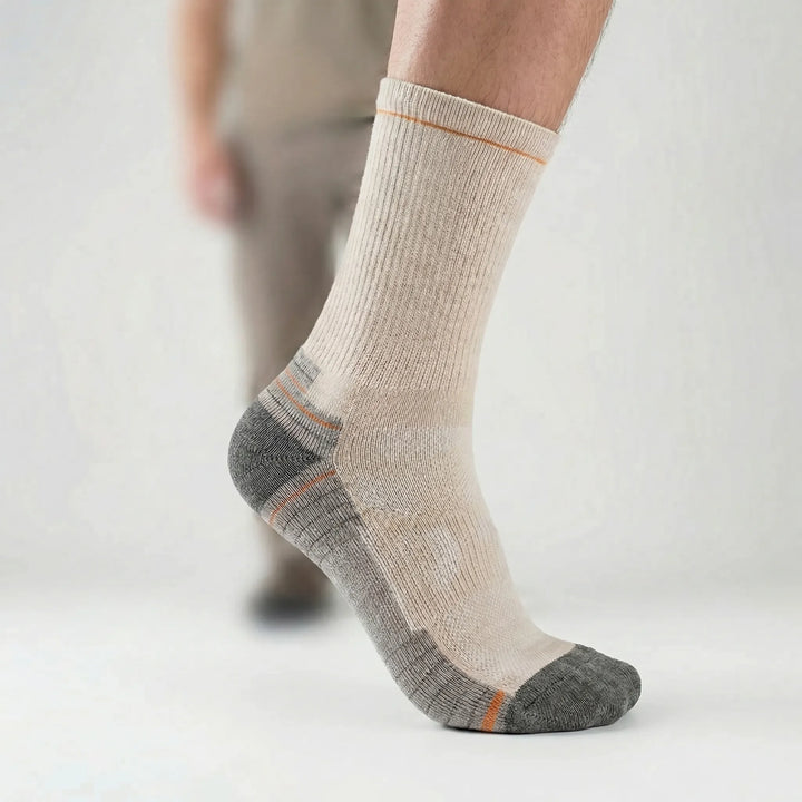 Performance mid-calf running socks, unisex. Cushioned, breathable, athletic gear for active comfort.