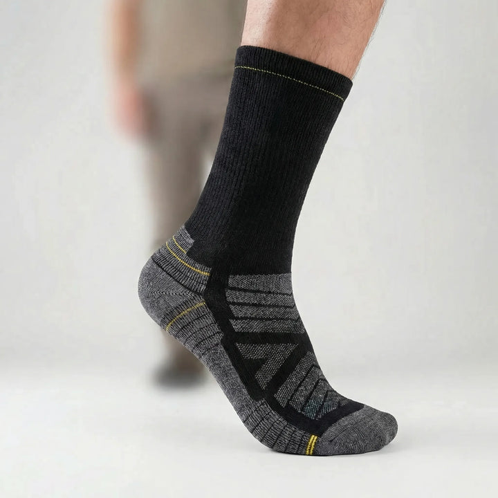 Unisex cushioned mid-calf cycling socks. Active performance, breathable, moisture-wicking for bike comfort.