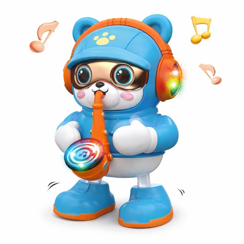 Unisex dancing saxophone bear toy, playing music, perfect interactive toddler gift for fun indoor play
