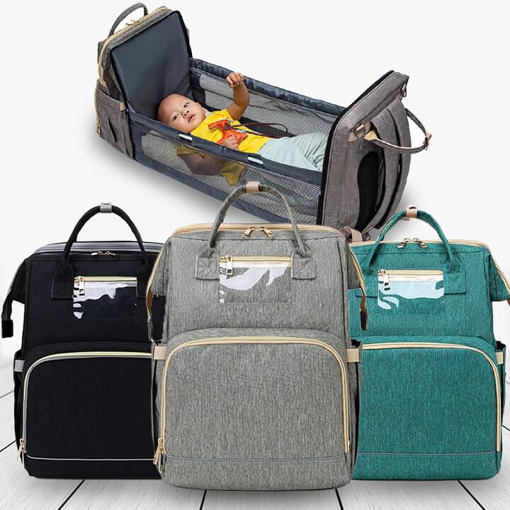 Unisex diaper bag backpack with portable changing station, ideal for baby travel essentials