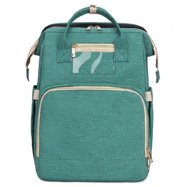 Baby travel diaper bag backpack, convertible into a changing station for infants