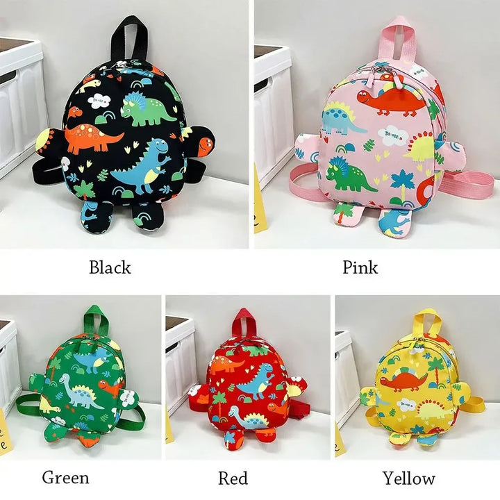 Green dinosaur print toddler backpack, a fun kids school bag for preschool and kindergarten, lightweight design