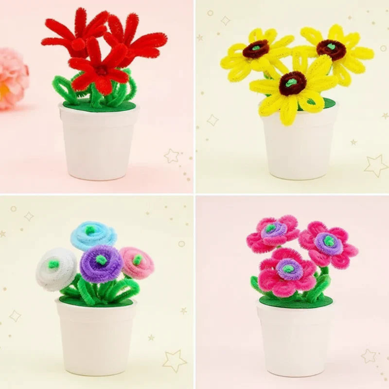 Do-it-yourself flowerpot kit with colorful paints & brushes, ideal for kids crafts