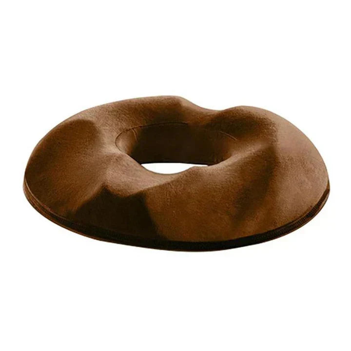 Ergonomic memory foam donut cushion for effective hemorrhoid & tailbone pain relief. Portable comfort.