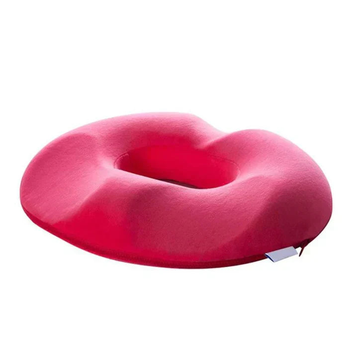 Car seat donut cushion for coccyx & hemorrhoid pain. Portable memory foam, ergonomic support & comfort.