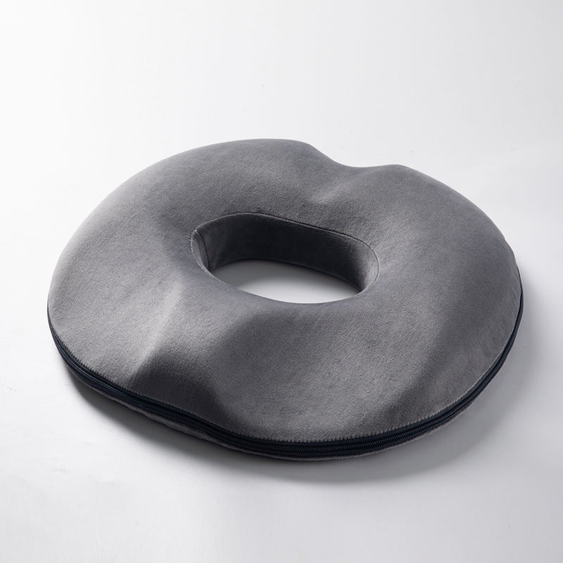 Portable donut memory foam cushion for hemorrhoid, tailbone & coccyx pain relief. Office & car comfort.
