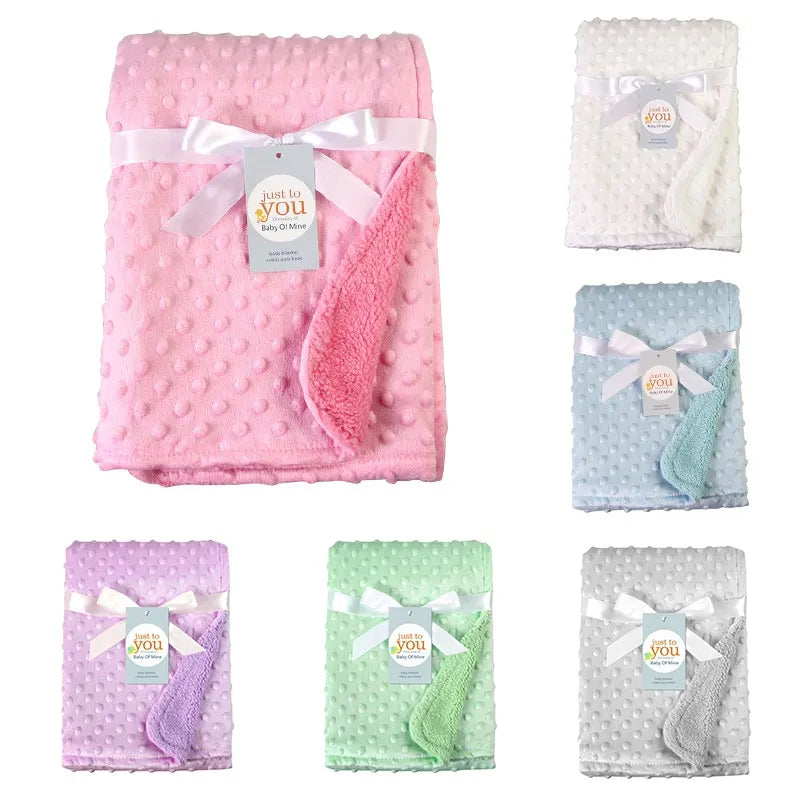 Unisex double layer cotton baby blanket, soft and breathable, perfect for newborn swaddling and comfort.