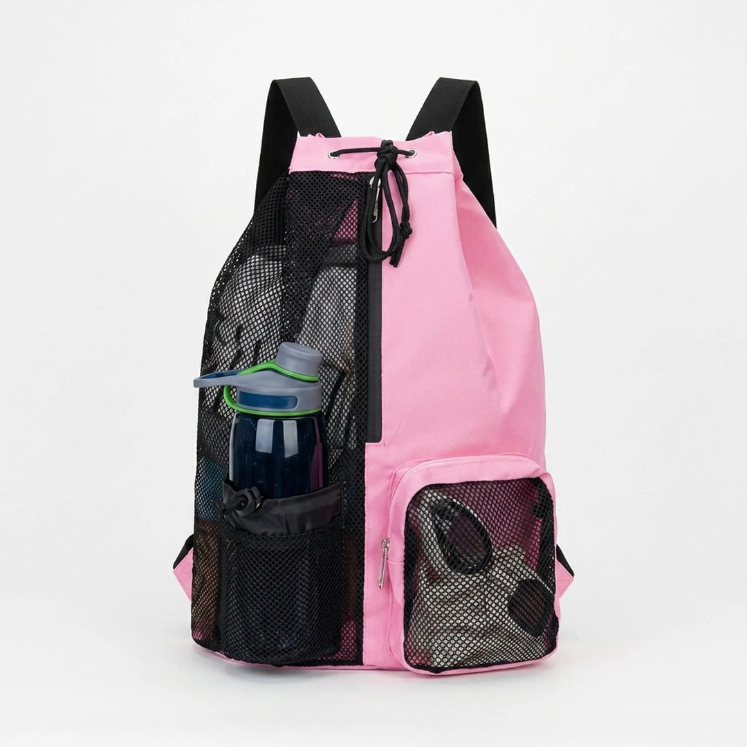 Durable nylon drawstring gym bag. Unisex design with wet/dry pocket for fitness & activewear.