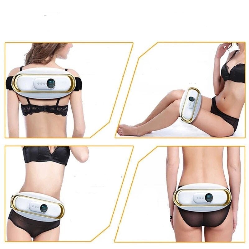 Slimming electric belly fat burner belt. Tones waist, aids weight loss, and provides muscle relief. Unisex design.