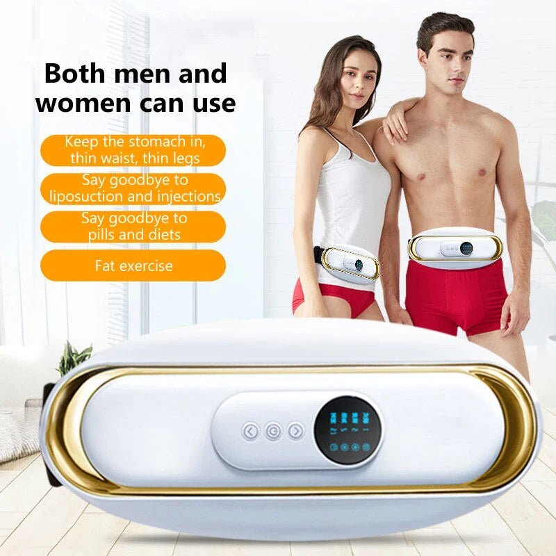 Advanced electric waist massager belt for body toning, belly fat reduction, and muscle relaxation. USB powered.