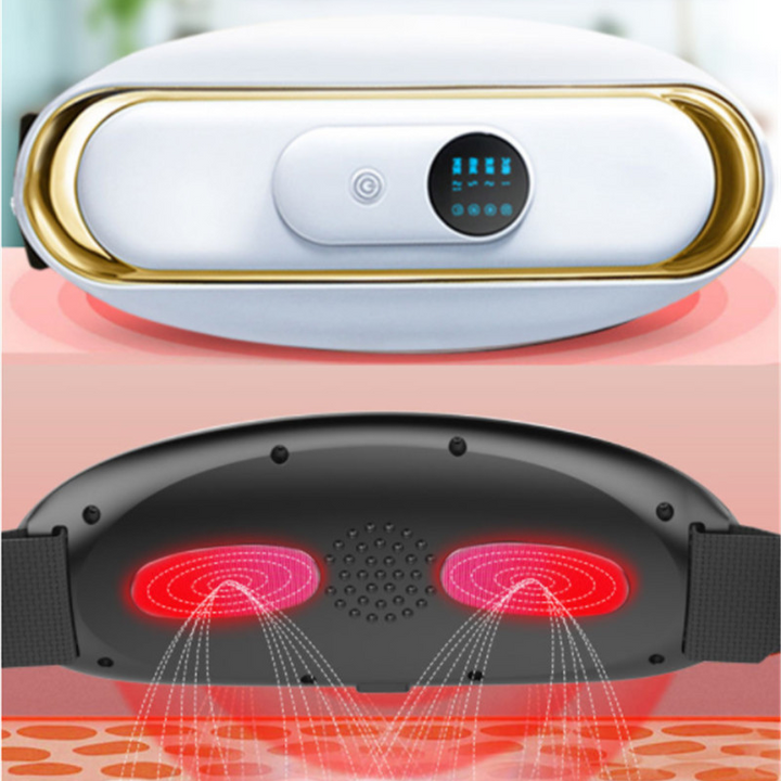 Rechargeable electric waist massager and belly fat burner belt for slimming and body toning. Unisex fitness aid.