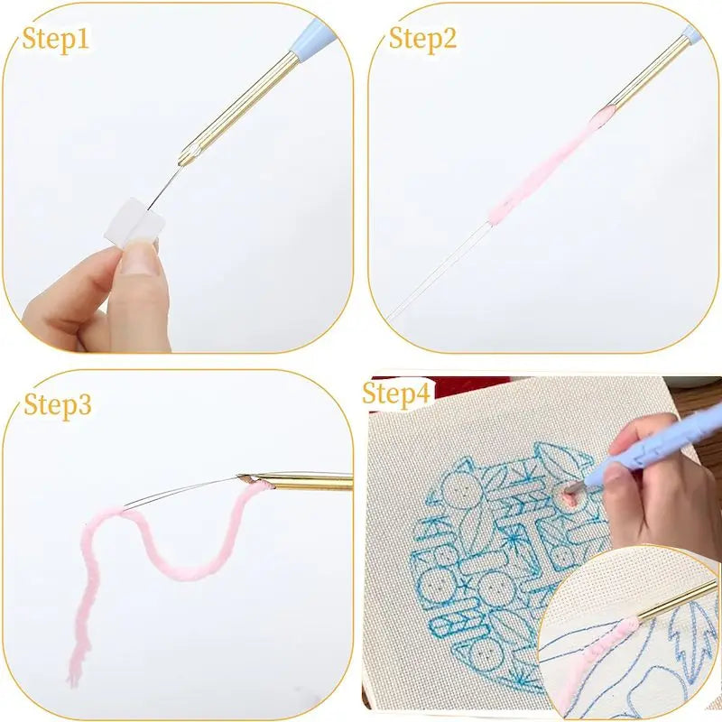 DIY craft embroidery kit with a cute animal pattern, ideal for stress relief and creative hobby