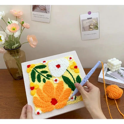 Beginner friendly embroidery kit showcasing a detailed floral design for handmade home decor