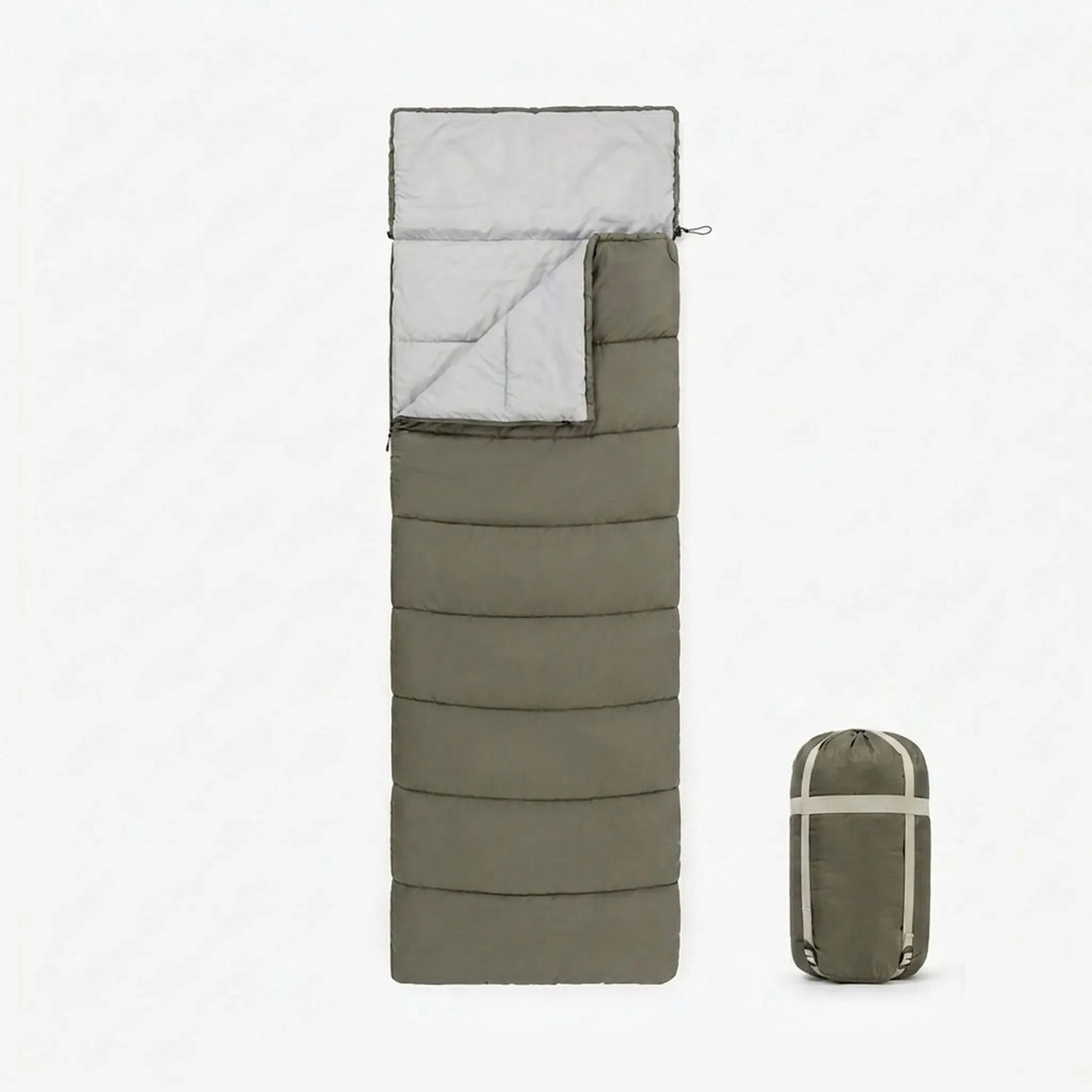 Comfortable unisex envelope sleeping bag with soft cotton fill. Ideal for outdoor camping, hiking & travel.