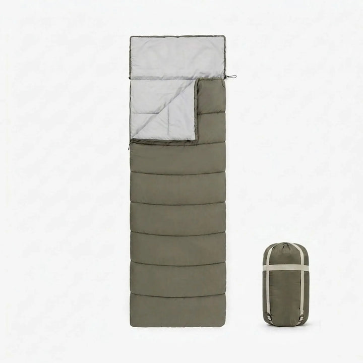 Comfortable unisex envelope sleeping bag with soft cotton fill. Ideal for outdoor camping, hiking & travel.