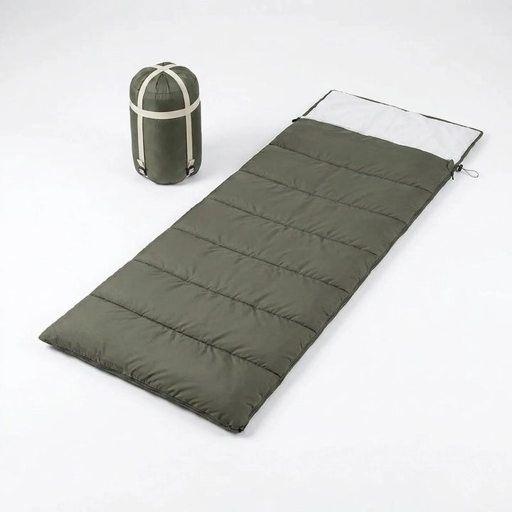 Lightweight, compact unisex envelope sleeping bag for easy travel. Perfect for camping, hiking, & outdoor use.