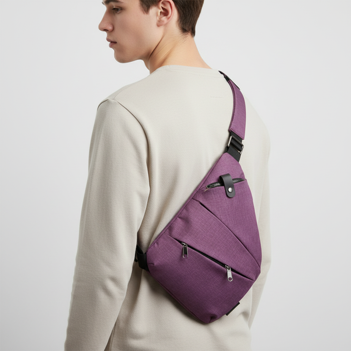 Durable unisex shoulder bag, anti-theft features and ergonomic design for peace of mind.