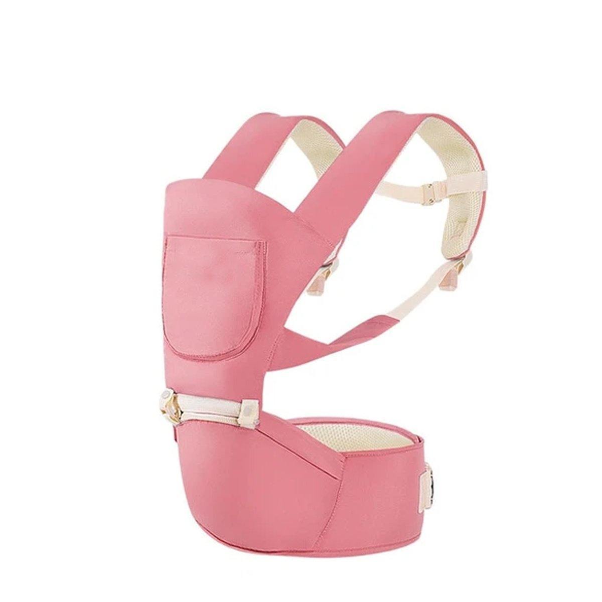 Close-up of the breathable fabric on a unisex ergonomic baby carrier with hip seat, suitable for toddler.