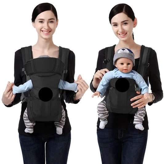 Unisex ergonomic baby sling carrier for infants and toddlers, 4-in-1 design, hands-free comfort for parents.