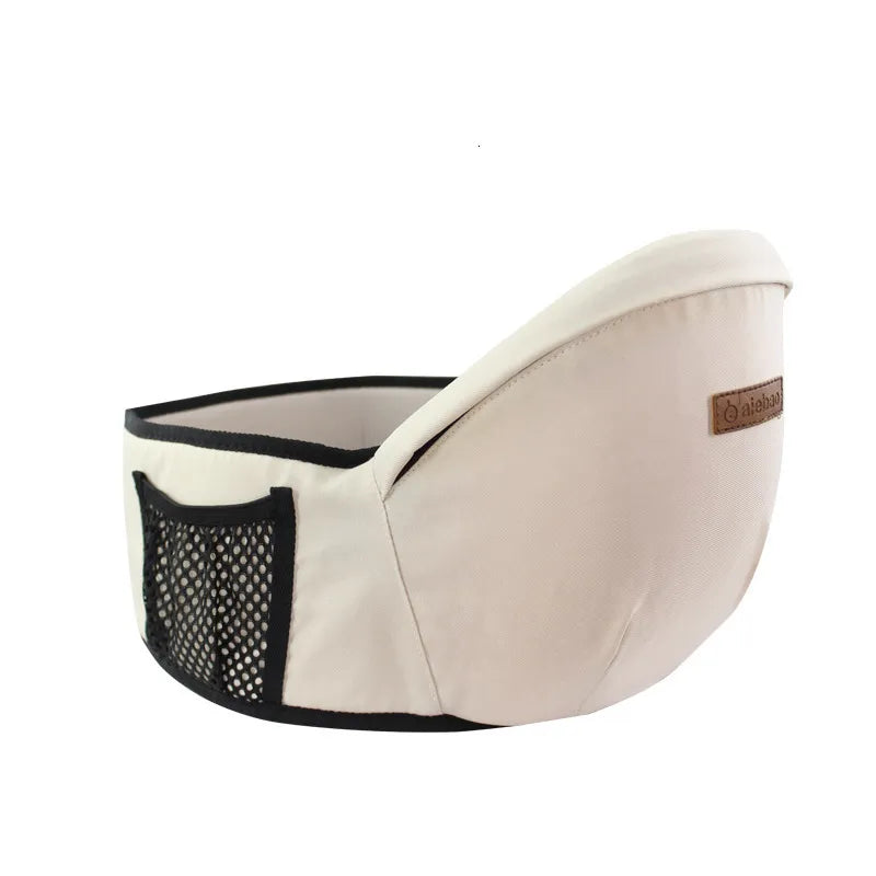 Comfortable baby carrier for infants, showcasing wide waist belt.