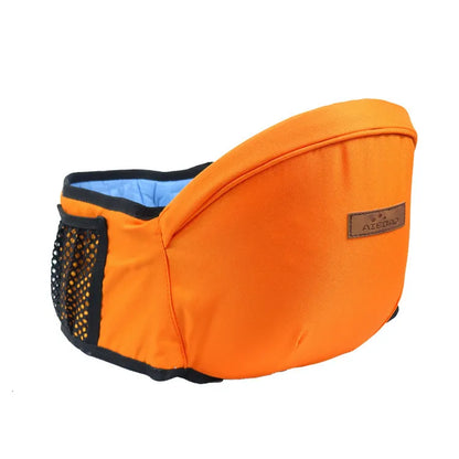 Baby gear essential: ergonomic waist stool carrier being packed for travel.