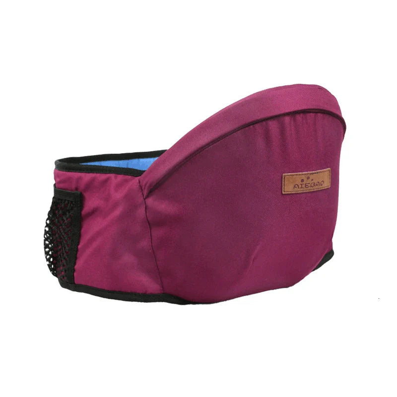 Full range of motion demonstrated with ergonomic infant waist stool carrier.
