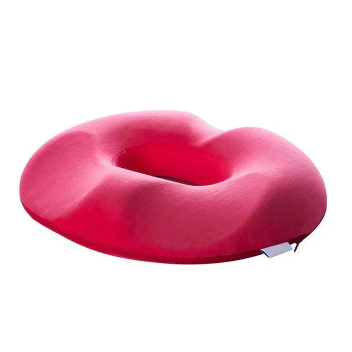 Portable ergonomic donut car seat cushion. Reduces tailbone and back pain during long drives for men and women.