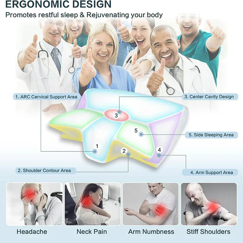 Comfort-enhancing memory foam cervical pillow, a sleep aid for neck support & pressure relief.