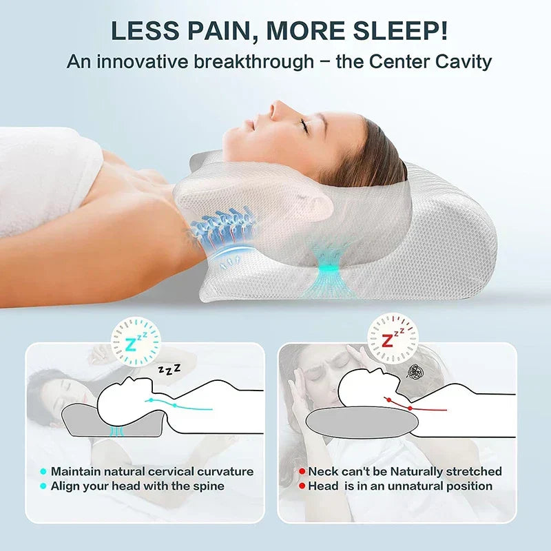 RestAlign ergonomic memory foam neck support pillow for a comfortable, pain-free sleep experience.