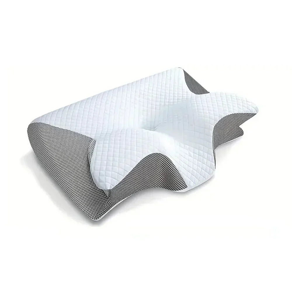 Ergonomic contour memory foam cervical pillow for neck pain relief, sleep aid & orthopedic support.
