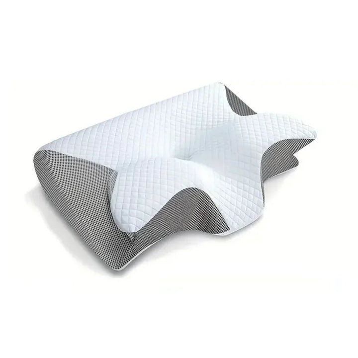 Ergonomic contour memory foam cervical pillow for neck pain relief, sleep aid & orthopedic support.