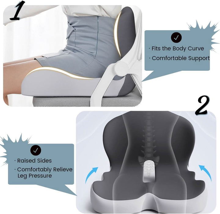 Soft memory foam cushion for ultimate home comfort, relieving back pain and improving posture on any chair.