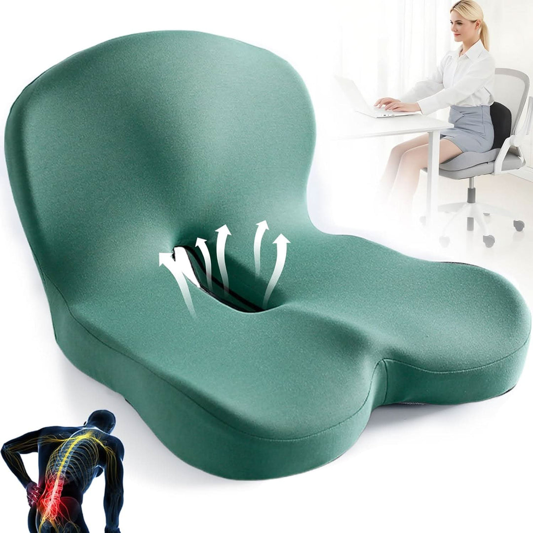 Targeted back pain relief with this ergonomic memory foam seat cushion, a must-have for comfort.