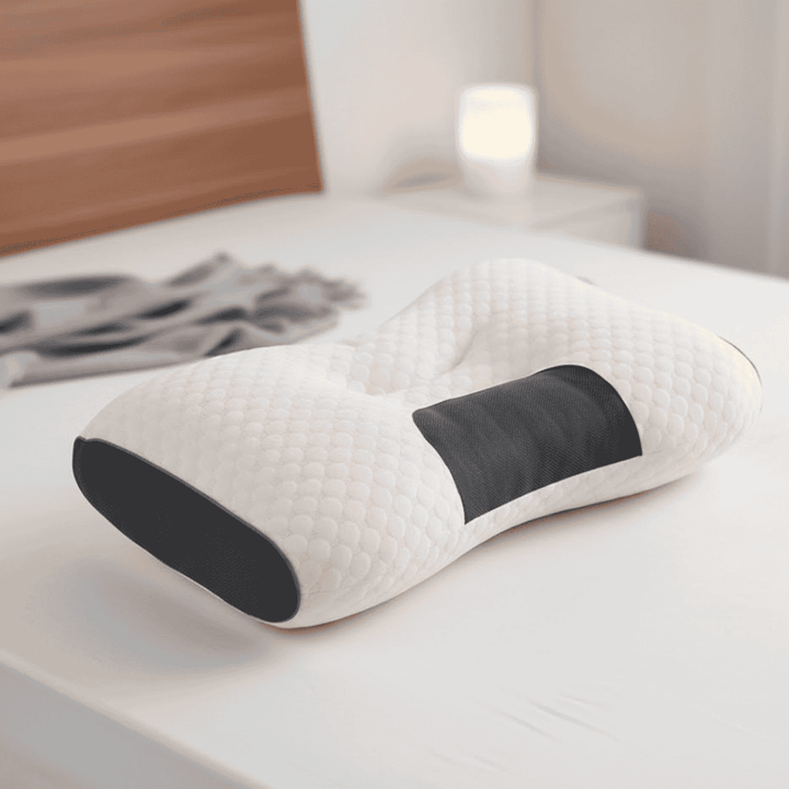Unisex ergonomic orthopedic pillow for superior neck & back support. Memory foam for pain relief & comfortable sleep.