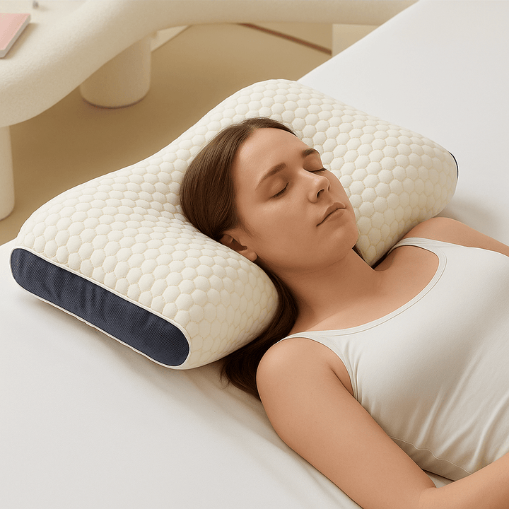 Premium memory foam orthopedic pillow for neck & back pain relief. Ergonomic design for comfortable, supportive sleep.