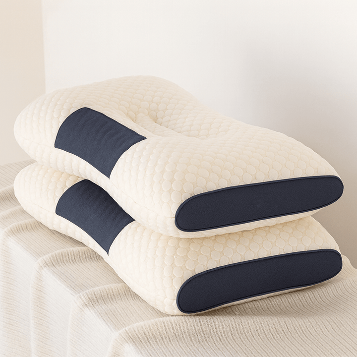 Supportive bedroom orthopedic pillow with memory foam for neck & back comfort. Ergonomic sleep aid for pain relief.