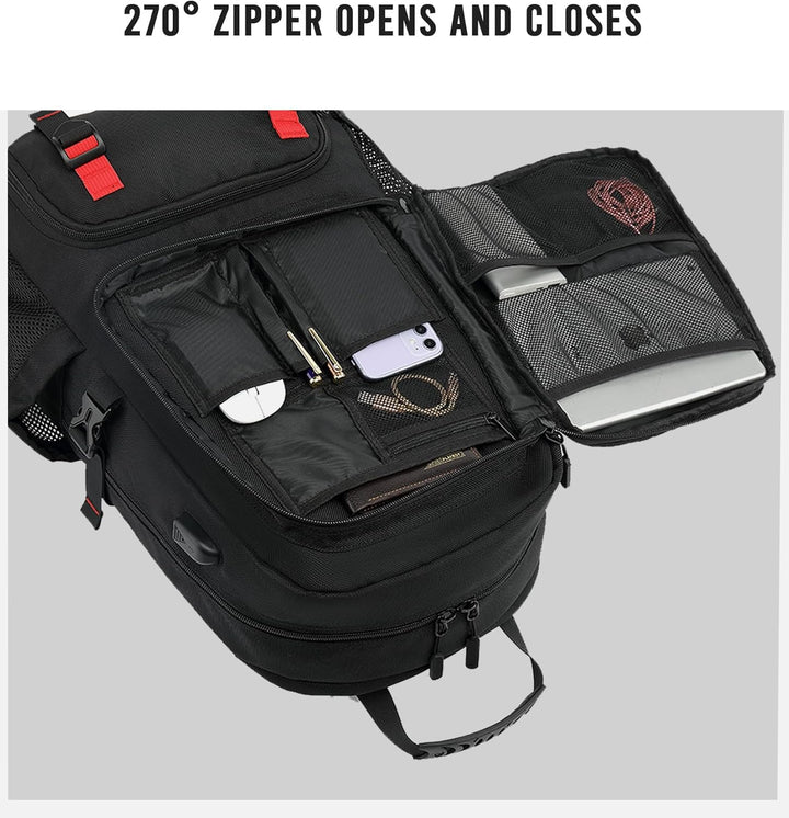 Large capacity travel backpack featuring a dedicated shoe compartment, USB port, and anti-theft design.